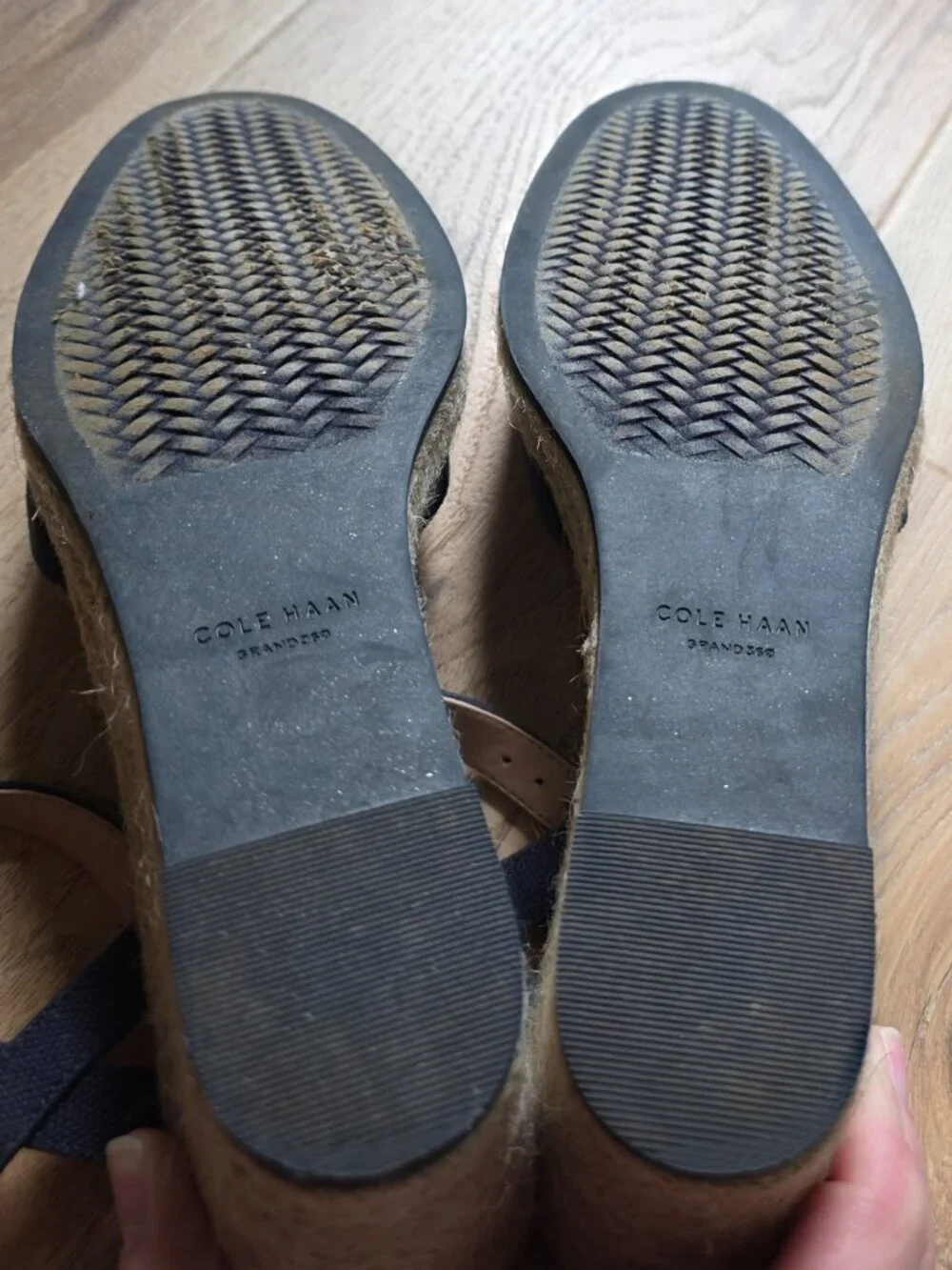 Cole Haan Navy Canvas Espadrille Wedge Sandals Women's 9.5